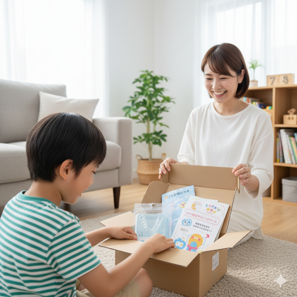 マウスピースキットが届いている様子