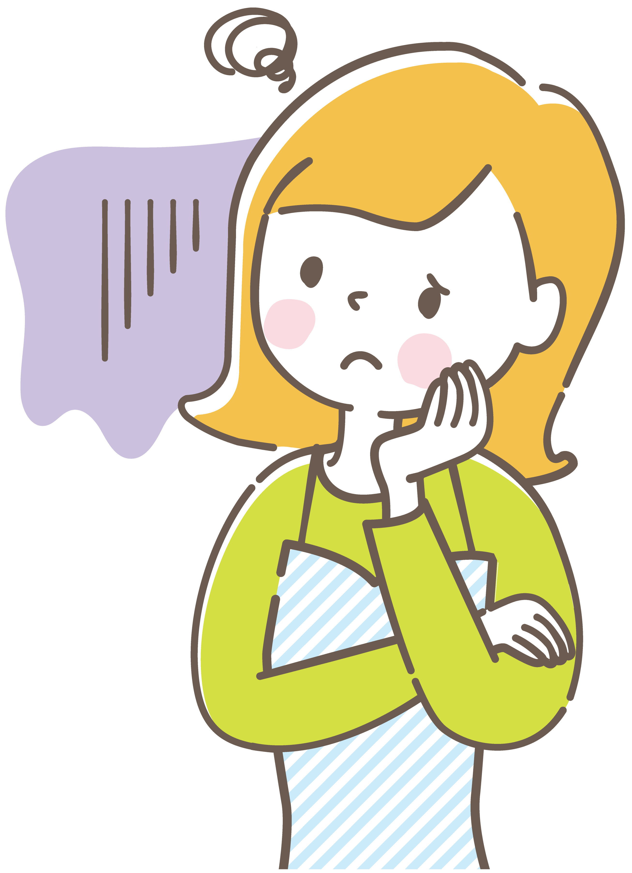 悩んでいる女性のイラスト